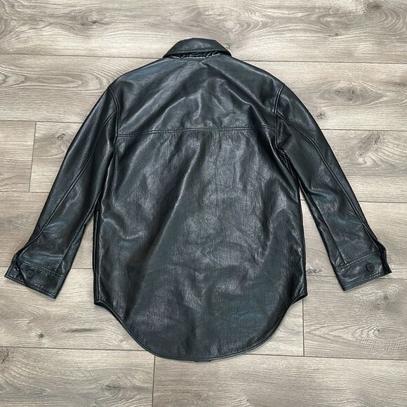 Wilfred By Aritzia Vegan Leather Shirt Jacket Black Shacket Size Small - Picture 6 of 13